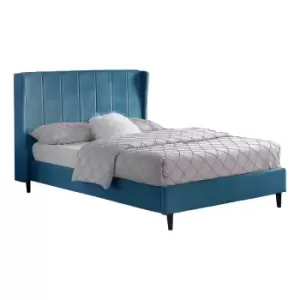 Image of Seconique Amelia 4'6" Bed - Blue Velvet Fabric