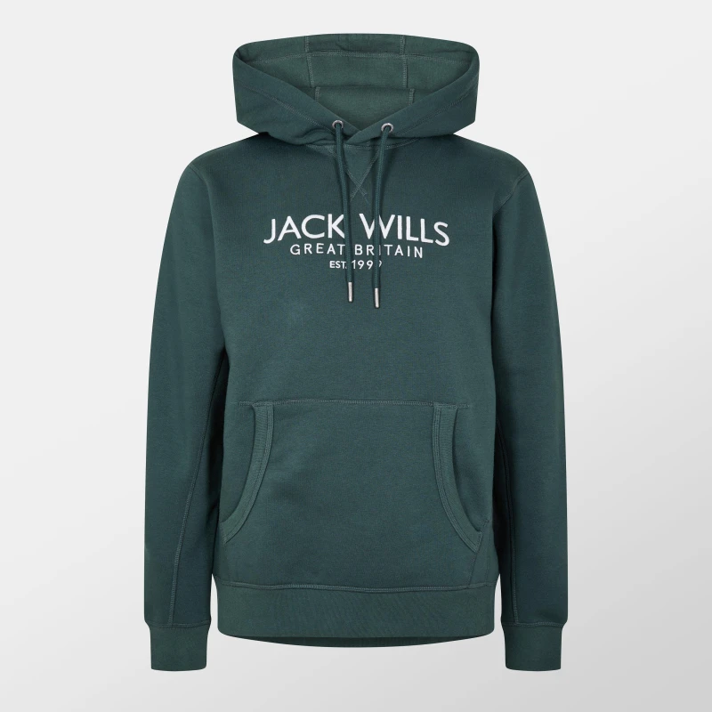 Image of Jack Wills Batsford Logo Hoodie Mens Dark Pine male S