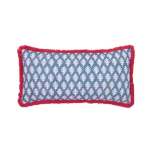 Image of Joules Diagonal Clipped Cushion 30cm x 60cm, Multi