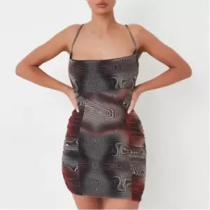 Image of Missguided Cowl Neck Ruched Mesh Mini Dress - Blue