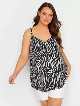 Image of Yours Zebra Print Cami Vest Top - Black/White, Size 16, Women