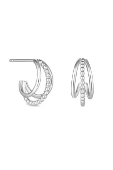 Image of Silver Plated Recycled 3 Row Hoop Earrings - Gift Pouch