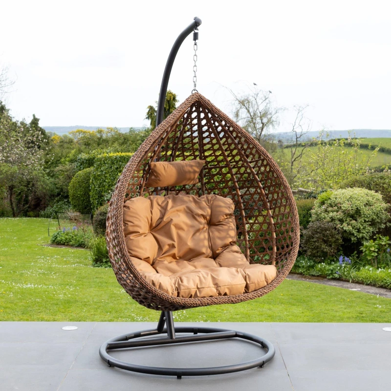 Image of Artemis Home Henley Swing Egg Pod Chair in Brown Brown Unisex