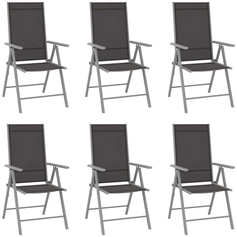Image of VIDAXL Folding Garden Chairs 6 pcs Textilene Black vidaXL 8720286108307