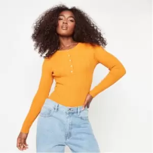 Image of Missguided Recycled Petite Rib Button Detail Bodysuit - Beige