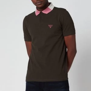 Image of Barbour Beacon Mens Rowan Tipped Polo Shirt - Forest - S