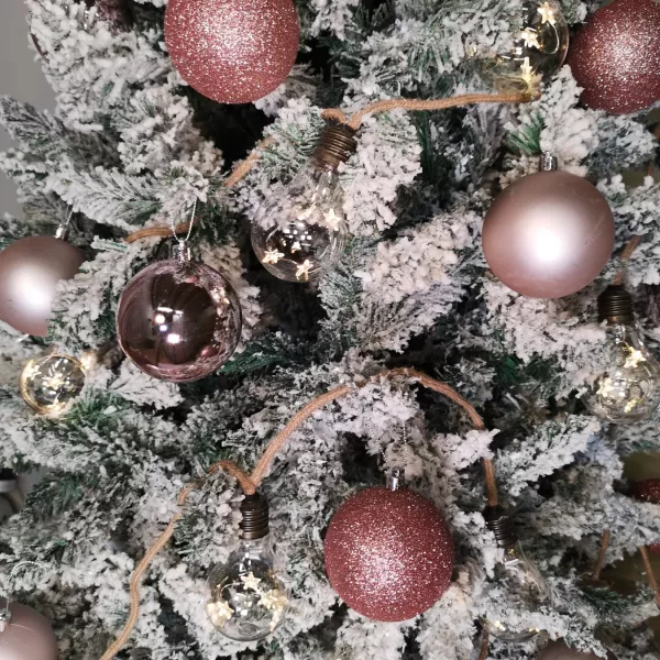 Image of Box of 24 8cm Assorted Pink Shiny, Matte and Glitter Design Shatterproof Christmas Bauble Decorations