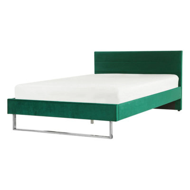 Image of Beliani Bed Velvet Bellou 140 X 200 Cm (Eu Double) Green