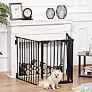 Image of PawHut Pet Gate D06-100V01BK 745 x 1800 x 30 mm Black