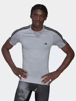 Image of adidas Train Techfit 3s T-Shirt, Silver, Size S, Men