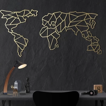 Image of World Map - Gold Gold Decorative Metal Wall Accessory