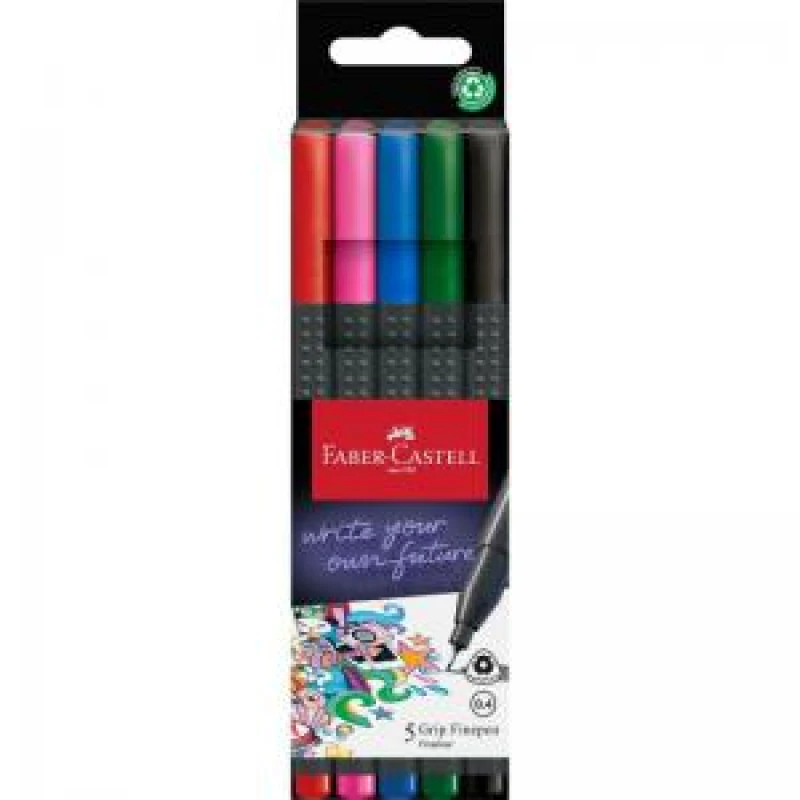Image of Faber-Castell Faber-Castell 151604 fineliner Fine Black Blue Green Pink Red 5 pc(s) 151604