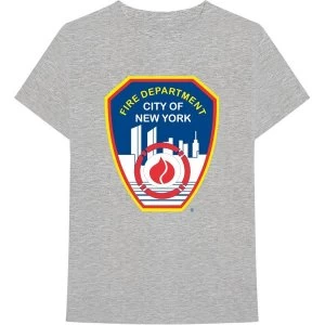 Image of New York City - Fire Dept. Badge Unisex Medium T-Shirt - Grey