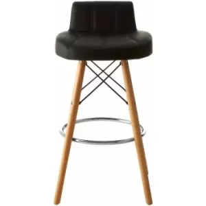 Image of Stockholm Black Leather Effect Bar Stool - Premier Housewares