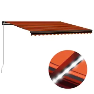 Image of Vidaxl Manual Retractable Awning With LED 400X300 Cm Orange And Brown