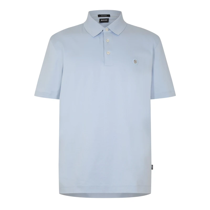 Image of Boss Cotton Polo Shirt - Blue Blue M