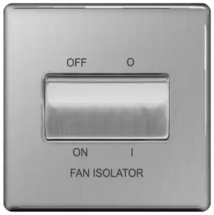 Image of BG Nexus Flatplate Screwless Brushed Steel 10AX 1 Gang, 3-Pole Fan Isolator Switch - FBS15