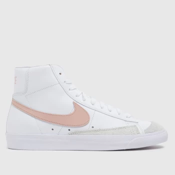 Image of Nike White & Pink Blazer Mid 77 Vintage Trainers