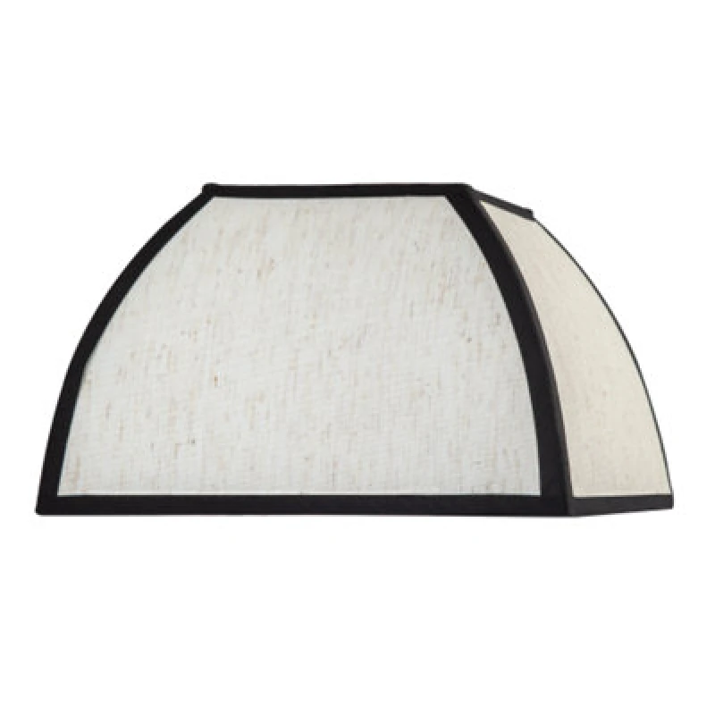 Image of Happy Homewares Vintage Victorian Square Lamp Shade In Oatmeal Linen And Black Trim