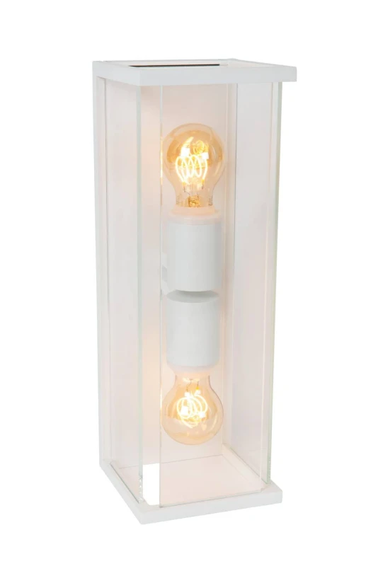 Image of Lucide Lucide Claire Half Lantern Outdoor Twin Wall Light - White