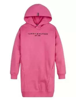 Image of Tommy Hilfiger Girls Essential Hoodie Sweat Dress - Pink, Size 14 Years, Women