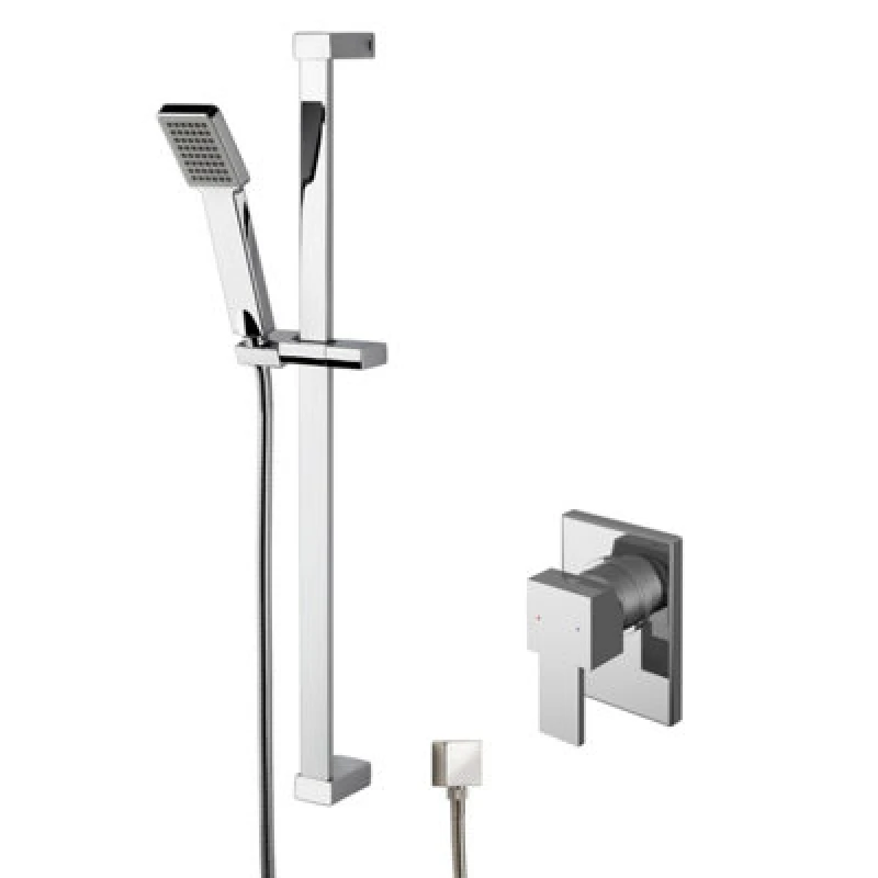 Image of Balterley Concealed Square Manual Valve Slide Rail Kit Shower Set Chrome Silver