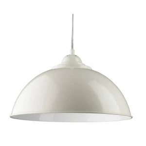 Image of 1 Light Dome Ceiling Pendant Cream with Metal Shade, E27
