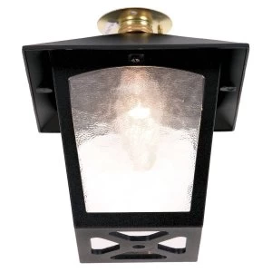 Image of 1 Light Outdoor Flush Ceiling Lantern Black