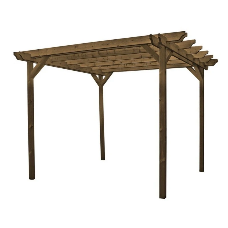 Image of Rutland County Garden Furniture Double Garden Pergola - Wood - L240 X W300 X H270 Cm - Rustic Brown