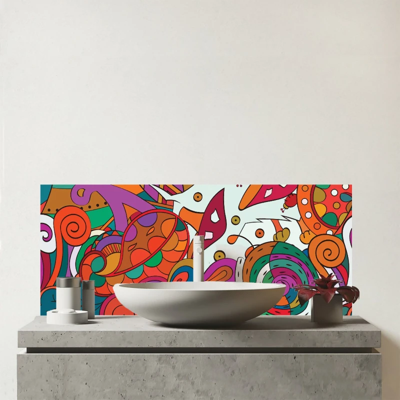 Image of Warren Reed - Designer Mehndi Design Glass Bathroom Splashback in Red Red Unisex