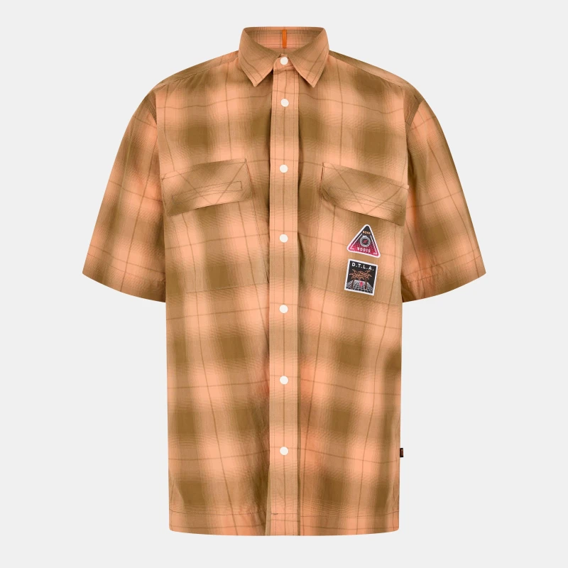 Image of Boss Mens Larch Long-Sleeve Plain Shirt Pastel Orange male S