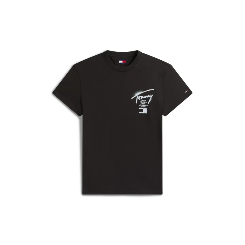 Image of Tommy Jeans Back Flag Logo T-Shirt Sig Black male S