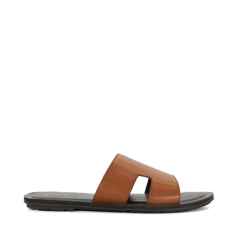 Image of Dune London Mens Ibes Leather Flat Sandals Tan male 7 (41)