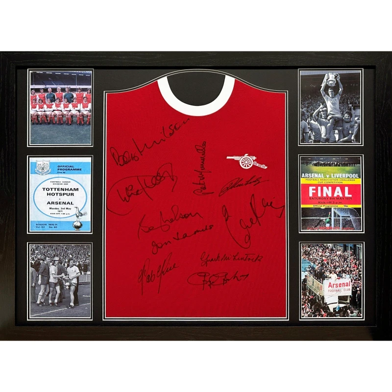 Image of AllStarSignings Ltd Arsenal 1971 Double Winners shirt signed by 10 Red unisex One Size
