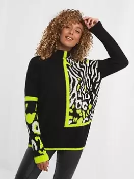 Image of Joe Browns Captivating Animal Block Jumper - Black, Size 10, Women
