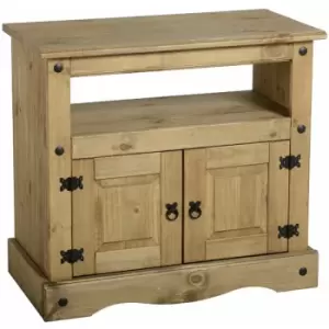 Image of Seconique Corona Mexican Solid Pine Furniture 2 Door TV Stand Media Cabinet