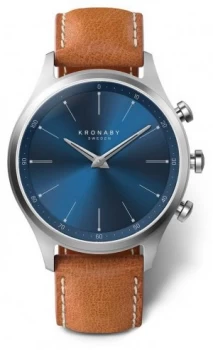 Image of Kronaby 41mm SEKEL Blue Dial Brown Leather Strap A1000-3124 Watch
