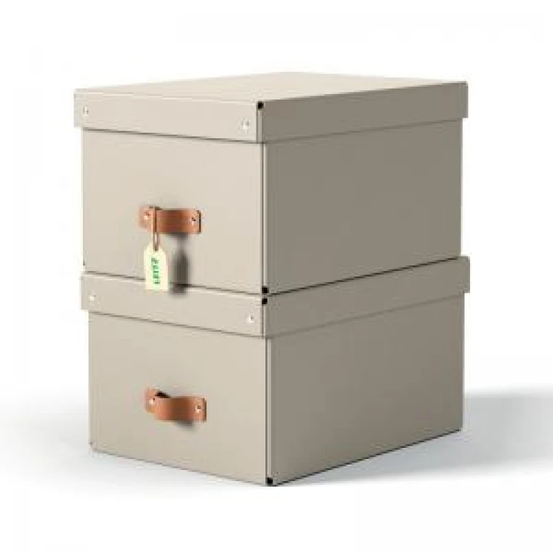 Image of Leitz Puro Storage Box with Lid Medium 17L Beige 100 Recycled Card EXR70944AC