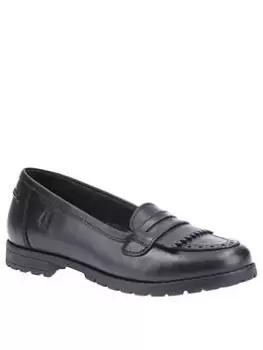 Image of Hush Puppies Emer Leather Back To School Loafer - Black, Size 11 Younger