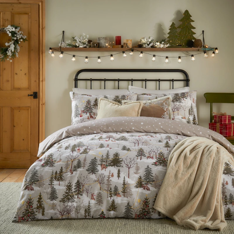 Image of Furn Furn Forest Festivities Printed Duvet Cover Set Size: Double Multi Double Unisex 5025532836939