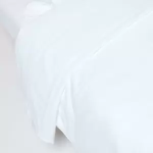 Image of White Linen Flat Sheet, Double - White - White - Homescapes