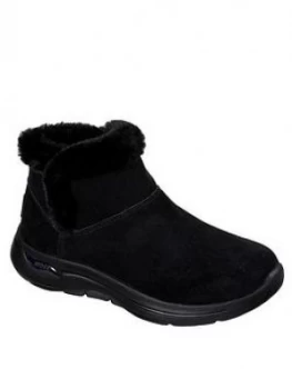 Image of Skechers Gowalk Arch Fit Faux Fur Ankle Boot - Black