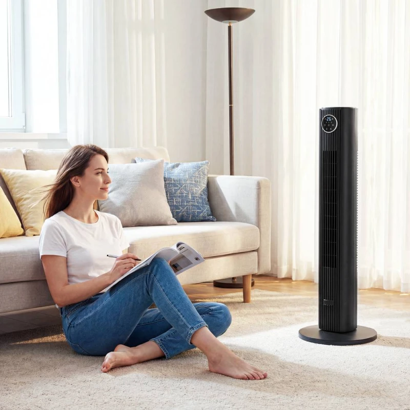 Image of HOMCOM 28dB Tower Fan for Bedroom, 26 ft/s Velocity Standing Fan in Black Unisex