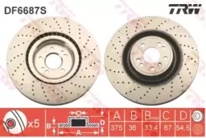 Image of TRW Brake disc MERCEDES-BENZ DF6687S 1664210912,A1664210912 Brake rotor,Brake discs,Brake rotors