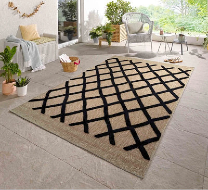 Image of Harper Aztec Pattern Water Resistant Indoor Area Rugs Black 50X80 Cm