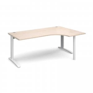 Image of TR10 Right Hand Ergonomic Desk 1800mm - White Frame maple Top