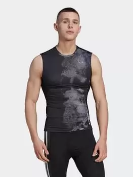 Image of adidas Techfit Allover Print Training Tank Top, Multi Size M Men