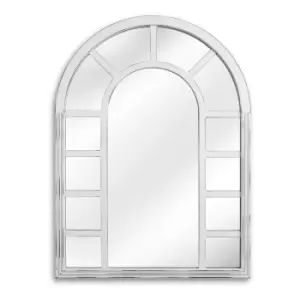 Image of Hannah Modern Wooden 13 Pane Arched Window Mirror 95 x 65cm - WHITE