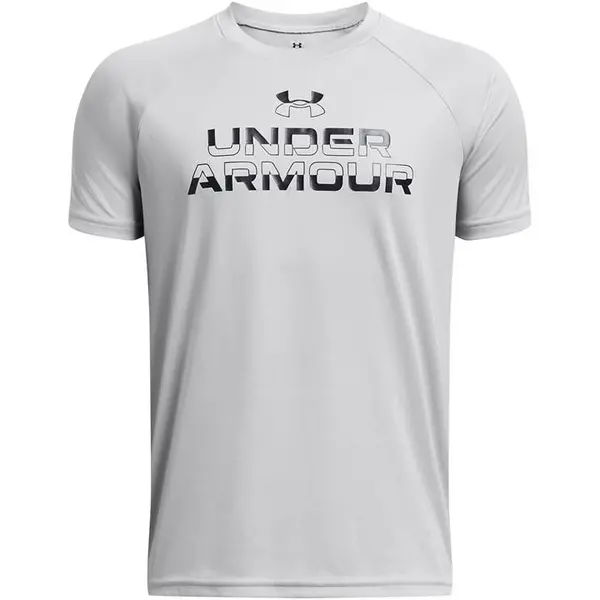 Image of Under Armour Tech Split Wordmark SS 7-8 (S) Black 68920903175