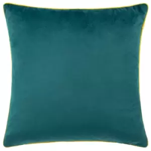 Image of Meridian Velvet Cushion Teal/Cylon, Teal/Cylon / 55 x 55cm / Polyester Filled